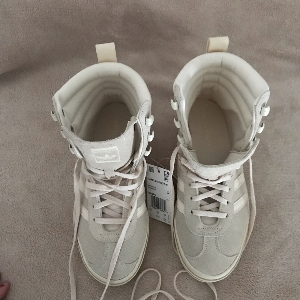 Women’s 5 ADIDAS Gazelle Wonder White High Top Lace Up Platform Sneaker Boot NWT - Picture 5 of 16
